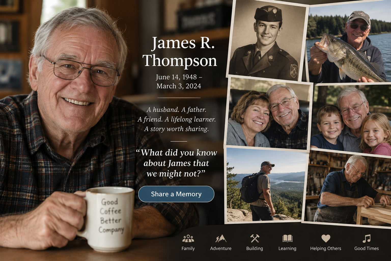 Life Discovery Memorial Card example